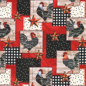 Farm To Table - Rooster Patch Red Yardage