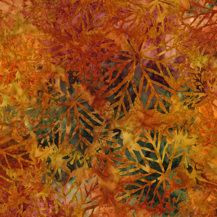 Nature Walk Batik - Leaves Redwood Yardage