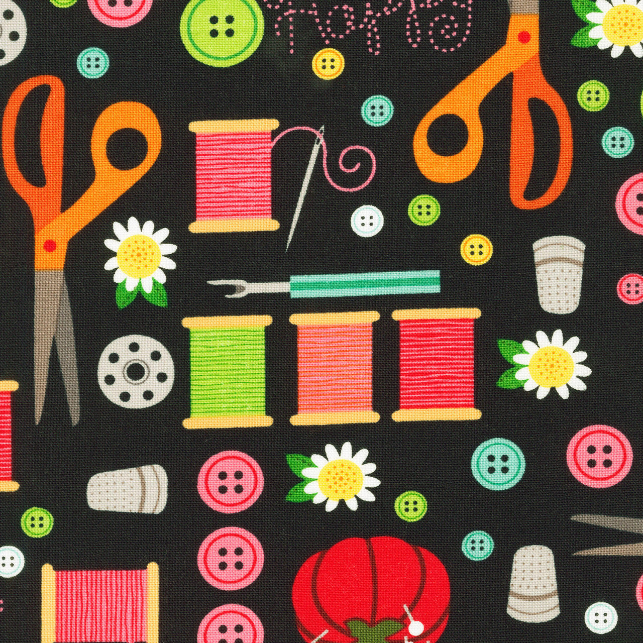 Sew Happy - Notions Black Yardage