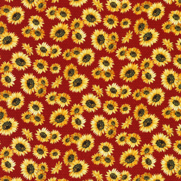 Splendid Harvest - Sunflowers Cayenne Yardage