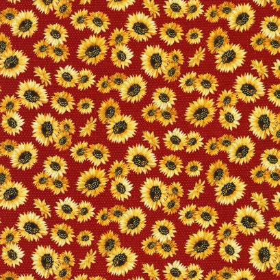 Splendid Harvest - Sunflowers Cayenne Yardage