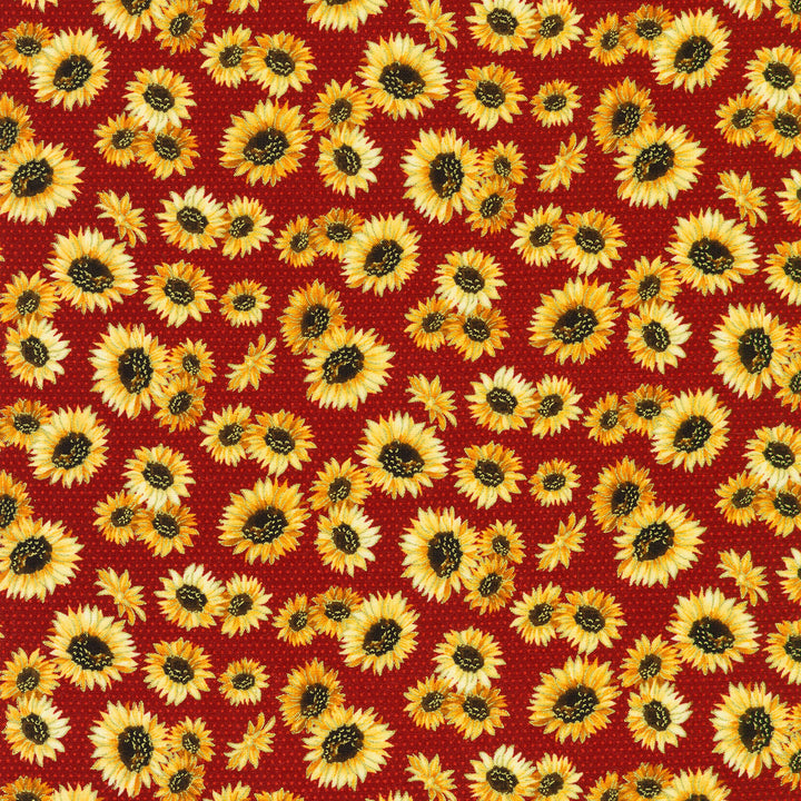 Splendid Harvest - Sunflowers Cayenne Yardage