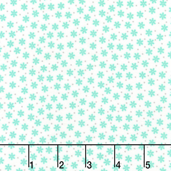 Cozy Cotton Flannels - Small Flowers Mint Yardage