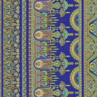 Ancient Beauty - Border Stripe Royal Metallic Yardage
