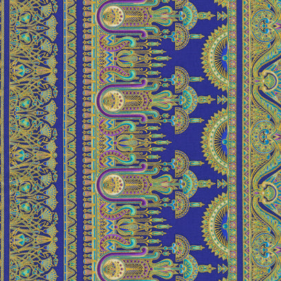 Ancient Beauty - Border Stripe Royal Metallic Yardage