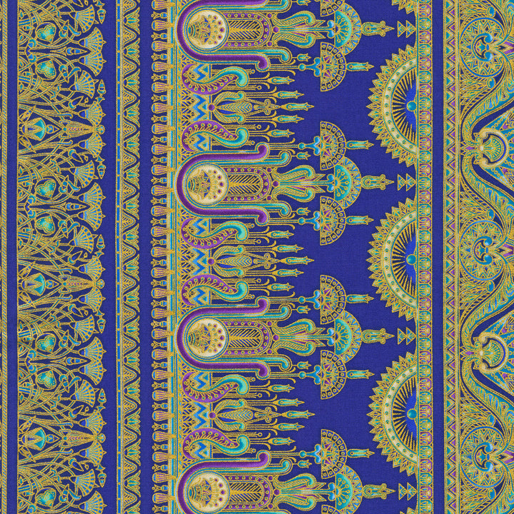 Ancient Beauty - Border Stripe Royal Metallic Yardage
