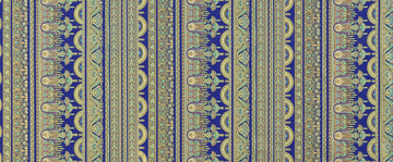 Ancient Beauty - Border Stripe Royal Metallic Yardage