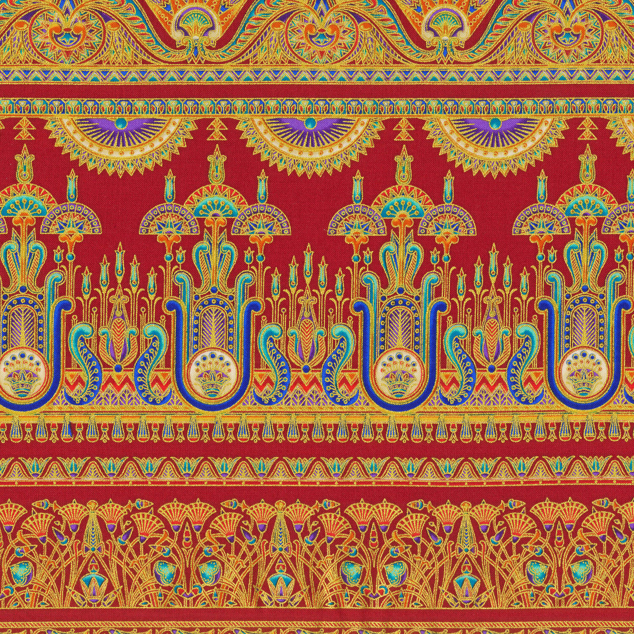 Ancient Beauty - Egyptian Stripe Crimson Yardage