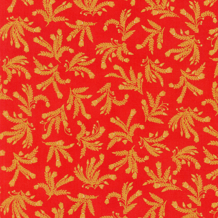 Ancient Beauty - Leaves Ruby Yardage