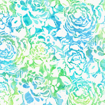 Artisan Batiks - Azure Breeze Packed Floral Sea Glass Yardage