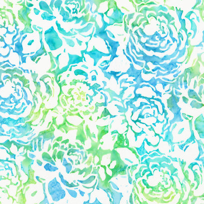 Artisan Batiks - Azure Breeze Packed Floral Sea Glass Yardage