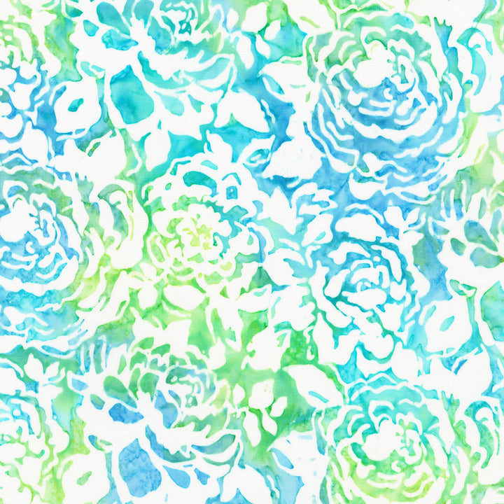 Artisan Batiks - Azure Breeze Packed Floral Sea Glass Yardage