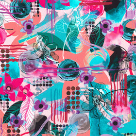 Artful Blooms - Flamingo Yardage