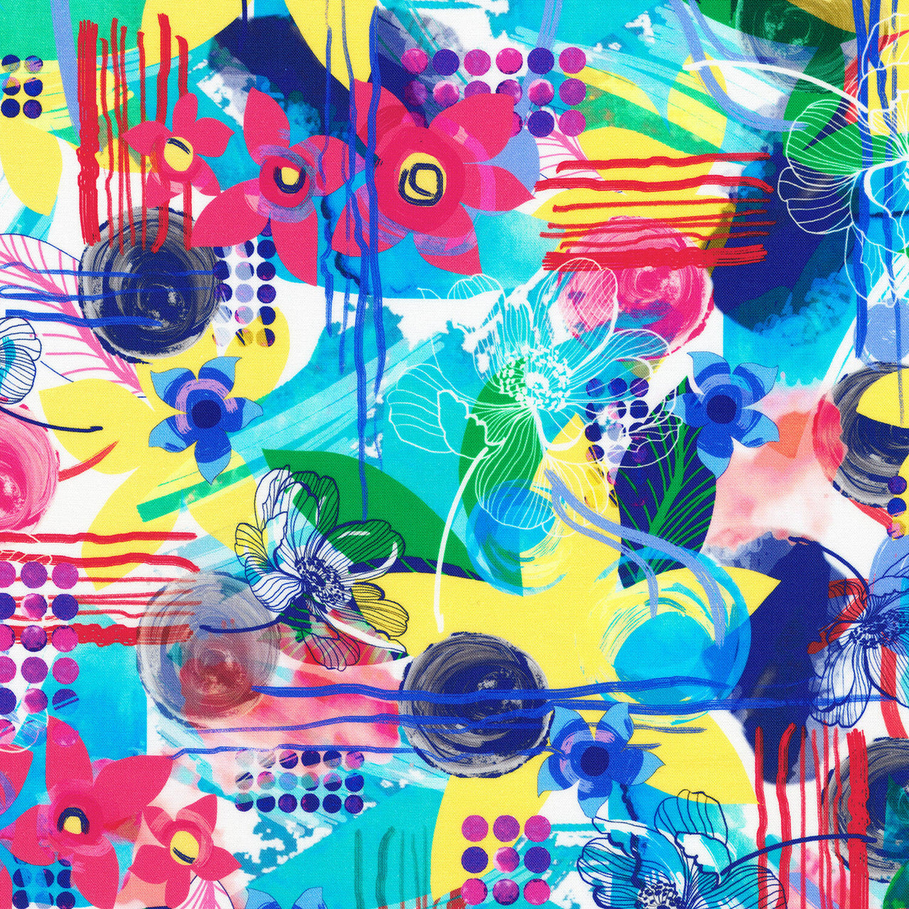 Artful Blooms - Abstract Floral Dahlia Yardage