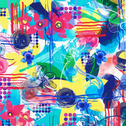 Artful Blooms - Abstract Floral Dahlia Yardage