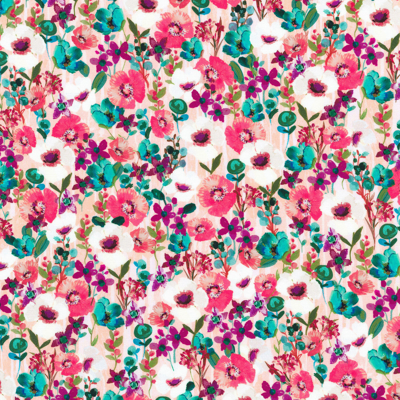 Artful Blooms - Pretty Flowers Flamingo Yardage