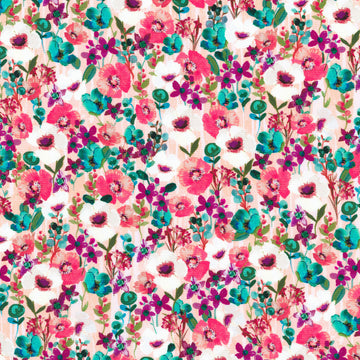 Artful Blooms - Pretty Flowers Flamingo Yardage