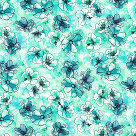Artful Blooms - Scattered Flowers Mint Yardage