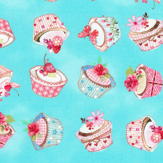 Blossom Bake Shop - Cupcakes Aqua Yardage