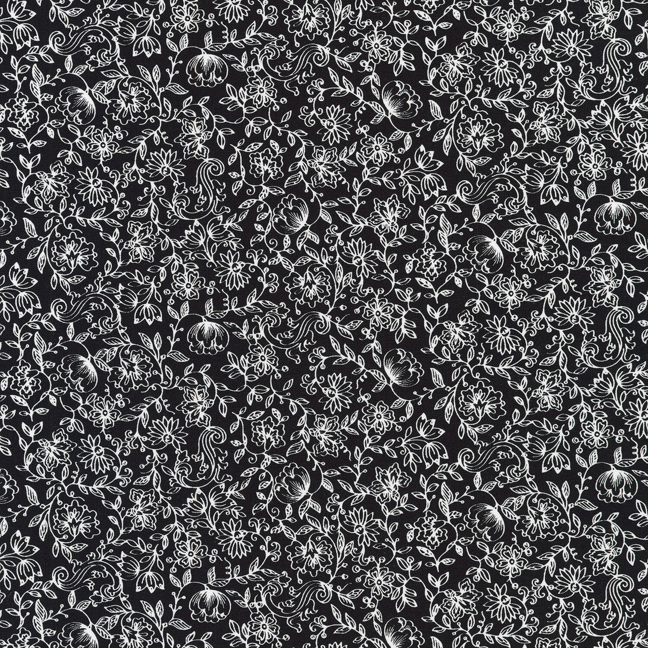 Blackout - Floral Vine Jet Yardage