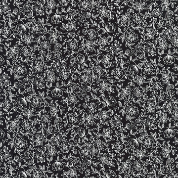 Blackout - Floral Vine Jet Yardage