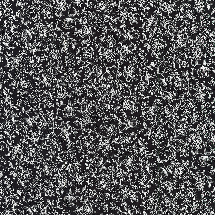 Blackout - Floral Vine Jet Yardage