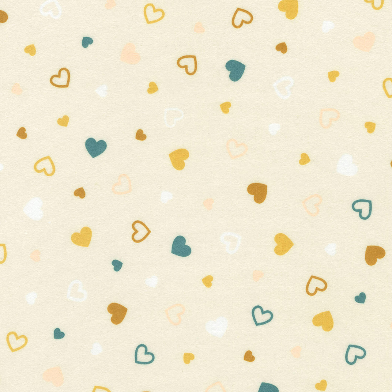 Cozy Cotton Flannel - Hearts Natural Yardage