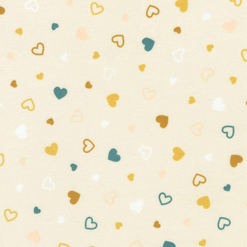 Cozy Cotton Flannel - Hearts Natural Yardage