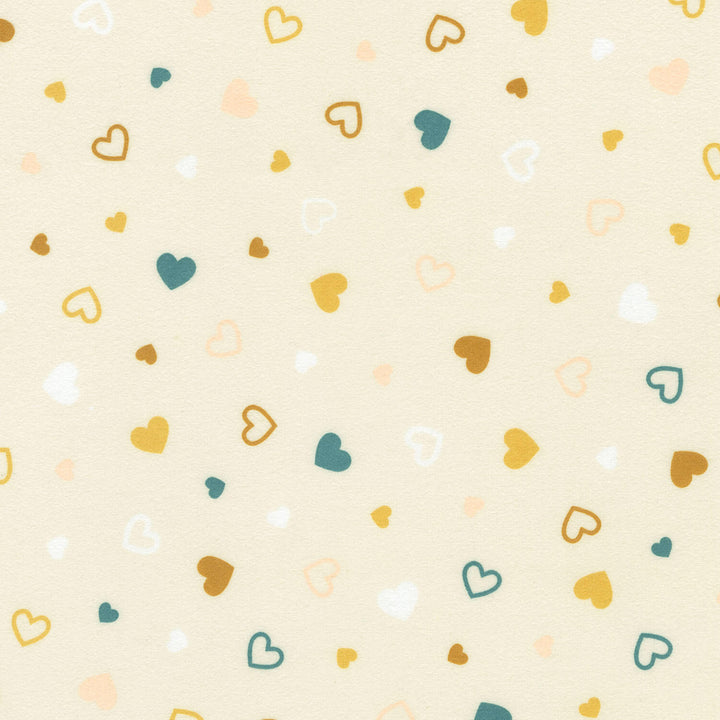Cozy Cotton Flannel - Hearts Natural Yardage
