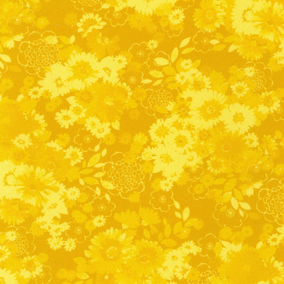 Cascading Flowers - Yellow Yardage
