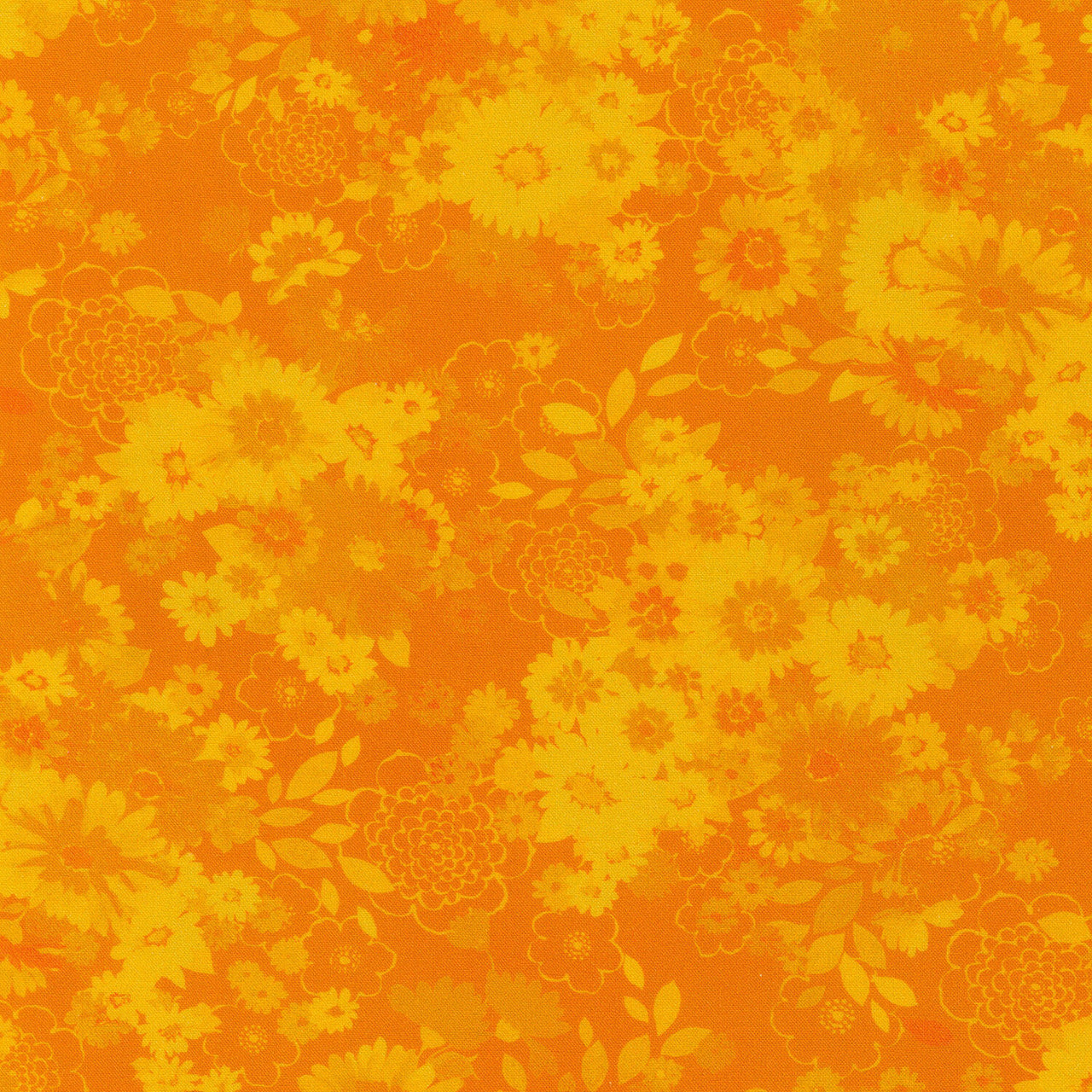Cascading Flowers - Orange Yardage