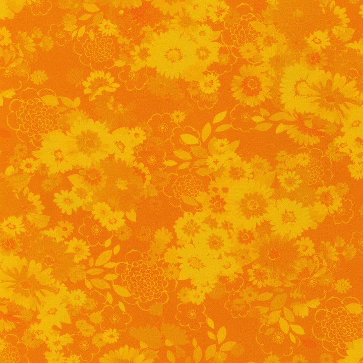 Cascading Flowers - Orange Yardage