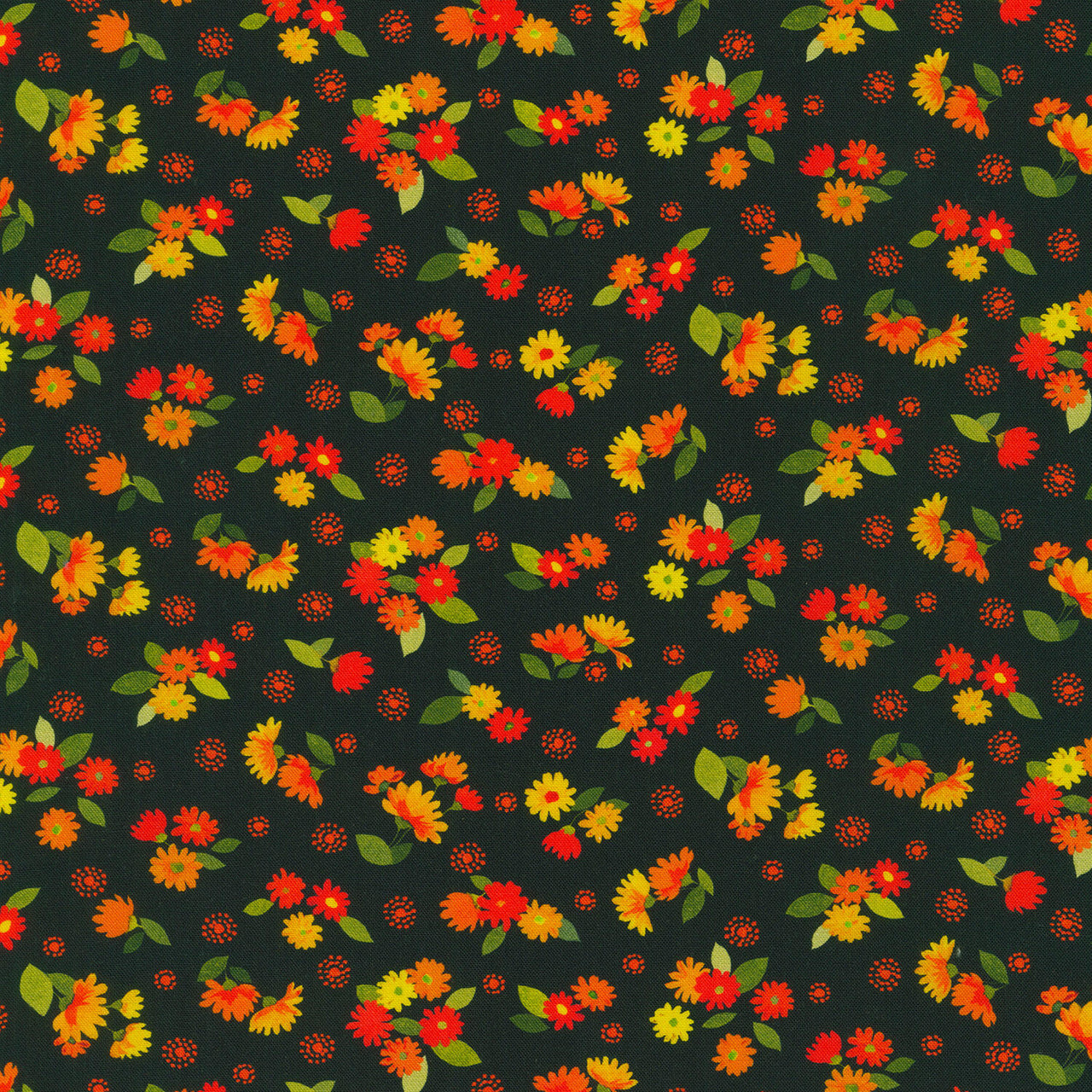 Cascading Flowers - Black Yardage
