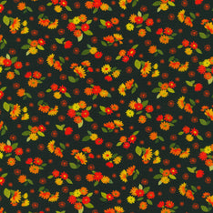 Cascading Flowers - Black Yardage