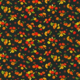 Cascading Flowers - Black Yardage