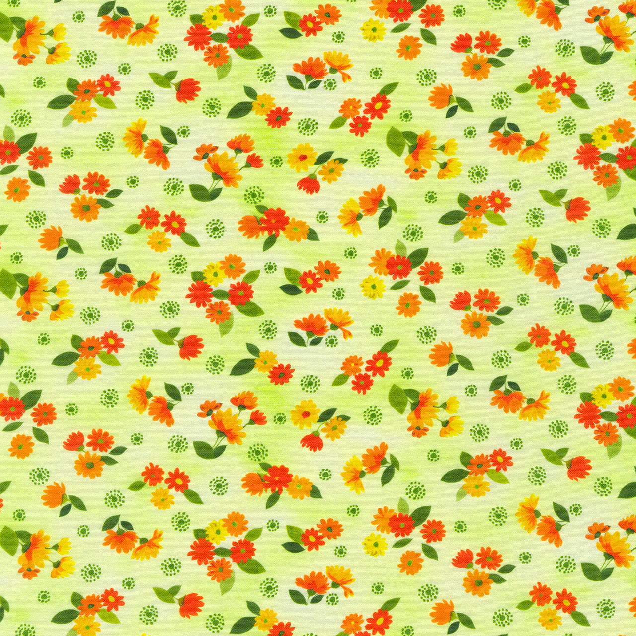 Cascading Flowers - Toss Flowers Green Yardage