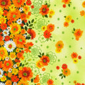 Cascading Flowers - Double Border Green Yardage