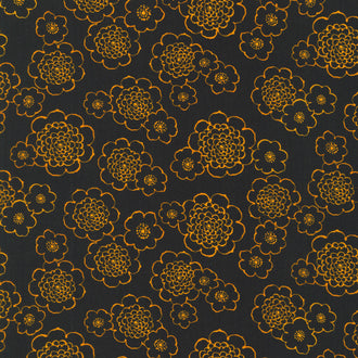 Cascading Flowers - Black Yardage
