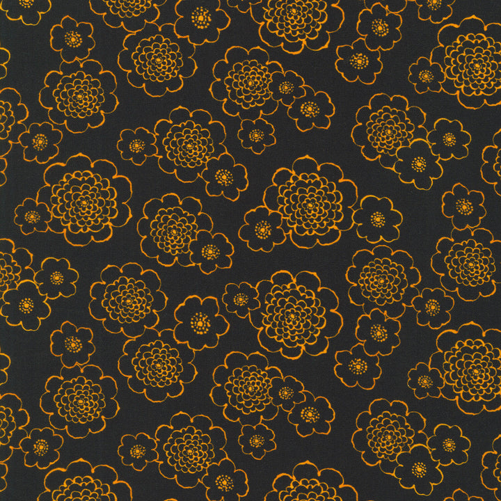 Cascading Flowers - Black Yardage