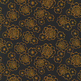 Cascading Flowers - Outline Black Yardage