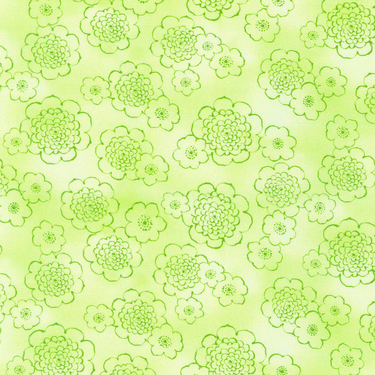 Cascading Flowers - Green Yardage