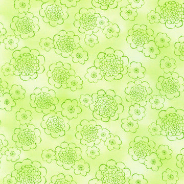 Cascading Flowers - Green Yardage