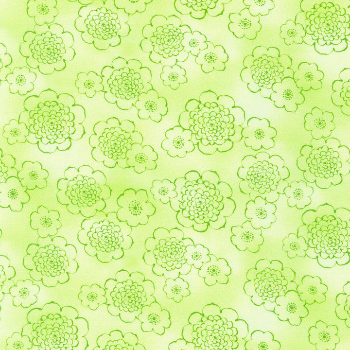 Cascading Flowers - Green Yardage