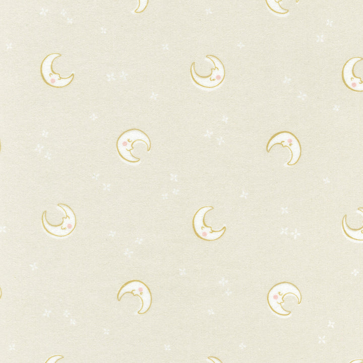 Cozy Cotton Flannel Over the Moon - Tossed Moons Natural Yardage