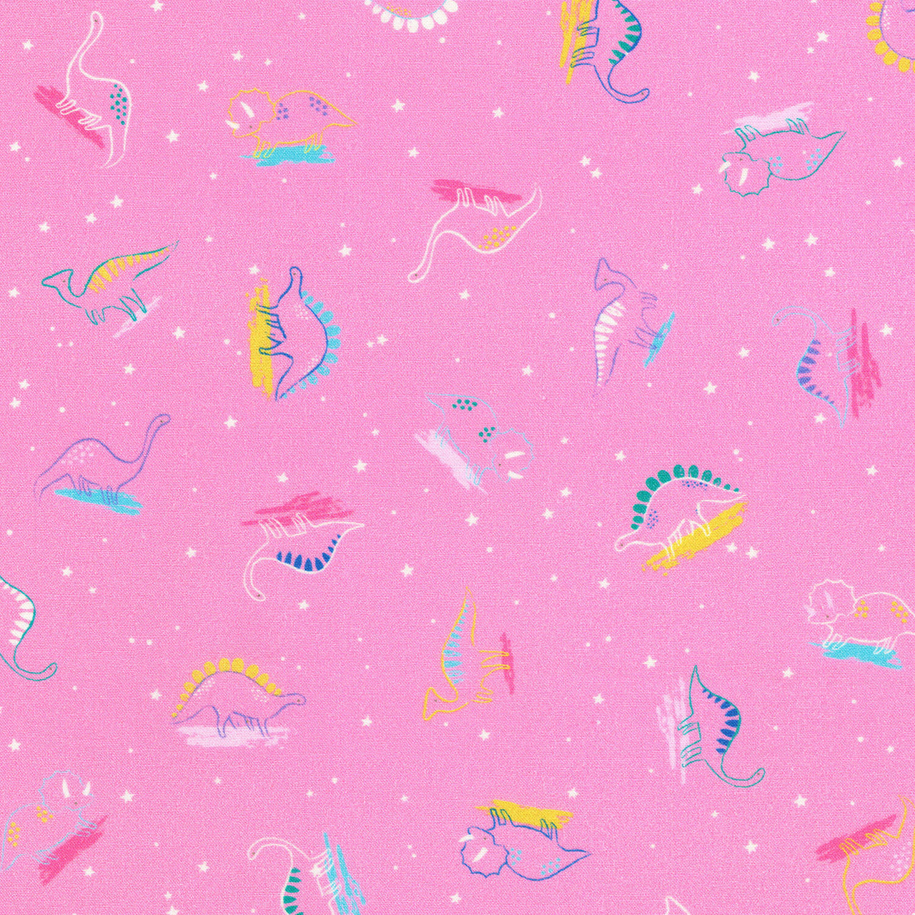Dino Darlings - Candy Pink Yardage