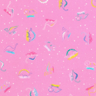 Dino Darlings - Candy Pink Yardage