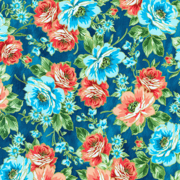 Decadent Garden - Flowing Flowers Teal Yardage