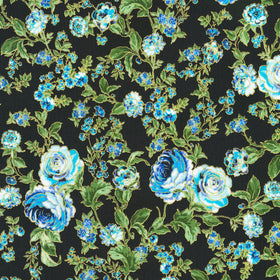 Decadent Garden - Petals and Stems Navy MetallicYardage