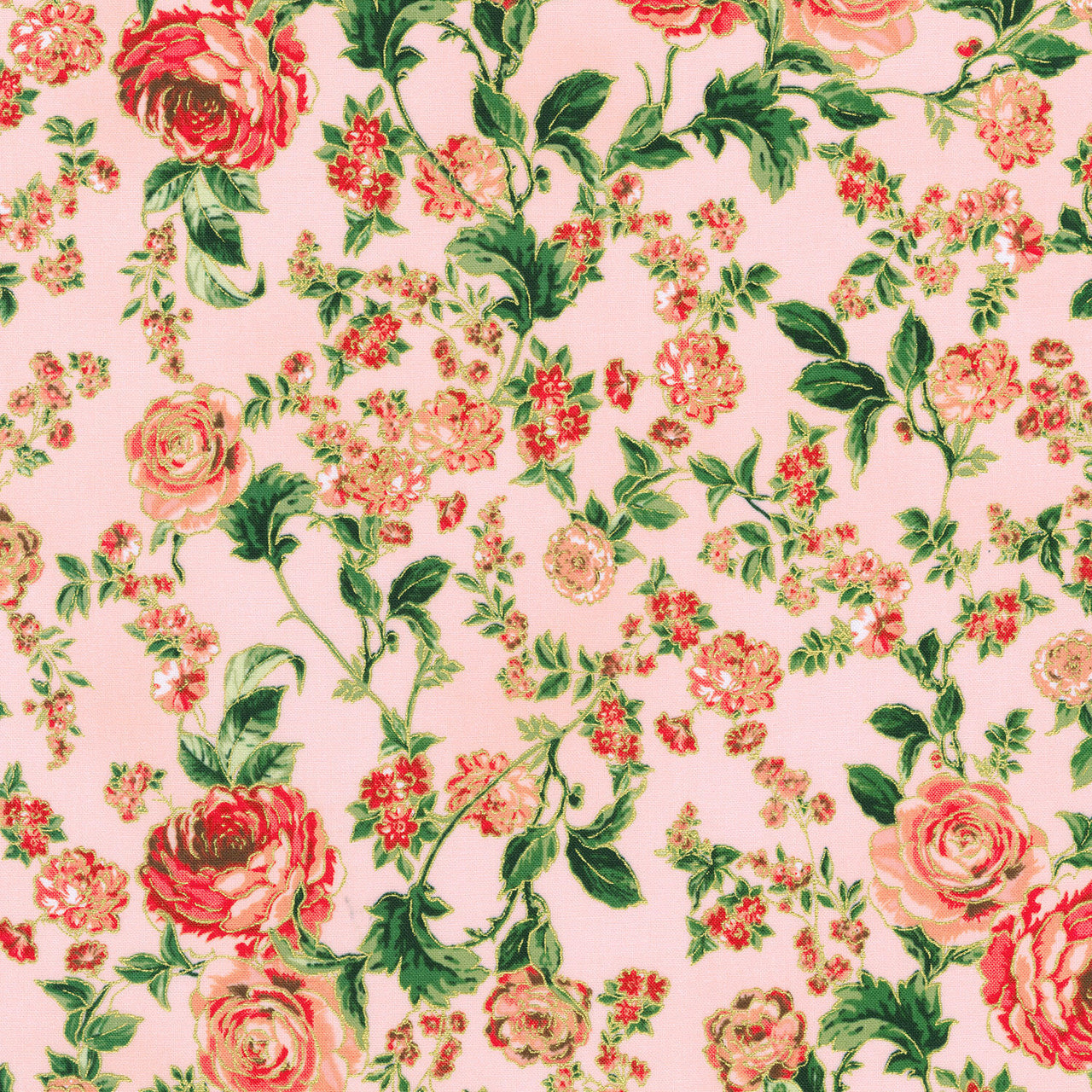 Decadent Garden - Roses Pink Yardage