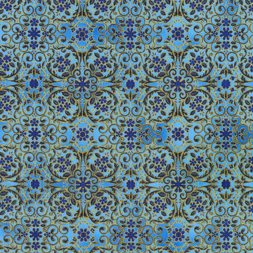 Decadent Garden - Blue Metallic Yardage